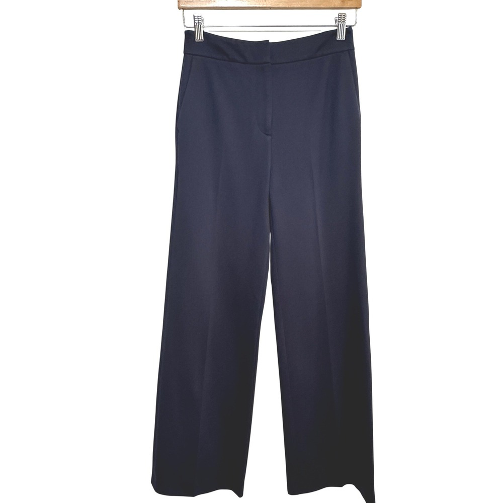 Boden Wide Leg Trousers Womens 4R Navy Blue Ponte Knit Workwear Career Preppy